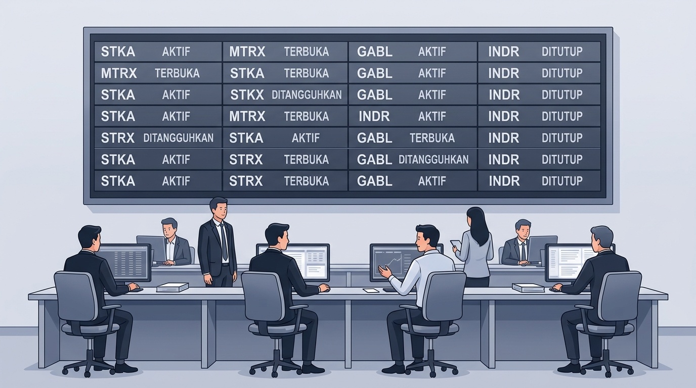 Papan pencatatan efek di ruang perdagangan bursa efek Indonesia